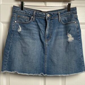 Just Black Denim Mini Skirt Casual Raw Hem Distressed Large